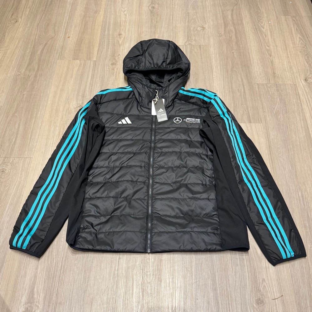adidas Mercedes AMG Petronas F1 Formula 1 Hybrid Puffer Hooded Jacket Men XL